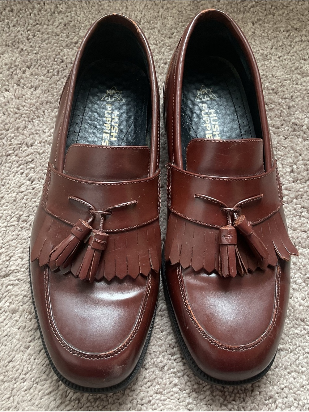 Hush Puppies Men’s Chestnut Brown Leather Tassel Kiltie Loafers